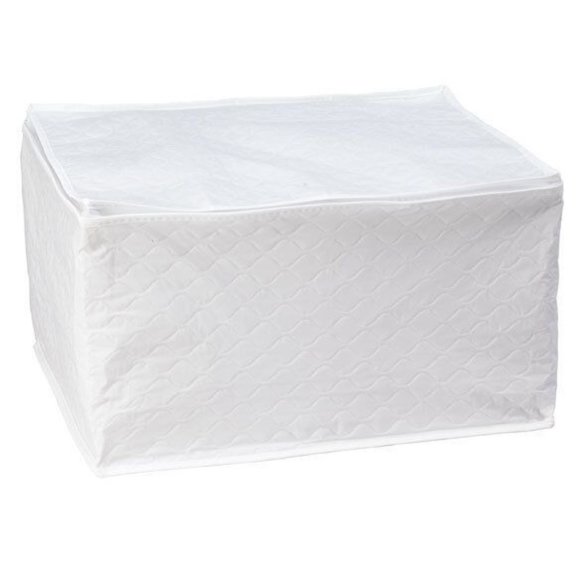 Quilted Stemware Chest Soft Storage White Zippered Cushion Protects 12 G… - Picture 3 of 3